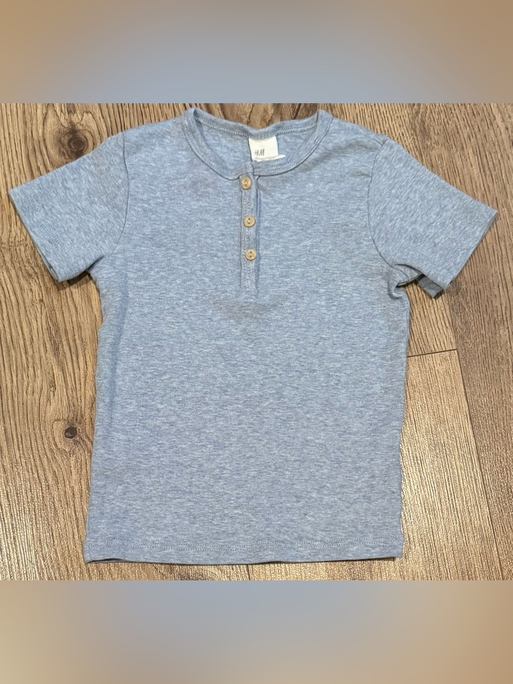 H&M Toddler Light Heather Blue Short Sleeve Henley Tee Size 18-24 Months